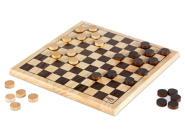 Houten Damspel (Cayro  bord met stenen)