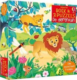 Boek en 3 puzzels, de dierentuin (Usborne)