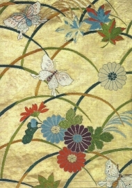 Japanse stof met bloemen en vlinders