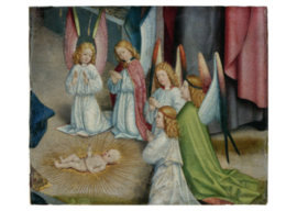Engelen aanbidden het kerstkind, Meister von Liesborn