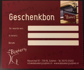 Geschenkbon/cadeaubon/cadeaukaart de Boekerij, verschillende bedragen