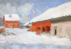 Rode huizen in Björnegaard, Claude Monet