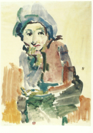 Zittend meisje (Gitta Wallerstein?), Oskar Kokoschka