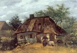 Boerderij met vrouw en geit, Vincent van Gogh