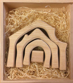 Kerststal miniatuur 4-delig (H12,5 x L16cm)