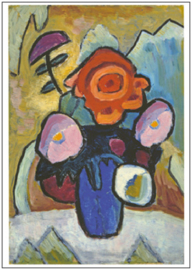 Bloemen in blauwe vaas, Gabriele Münter