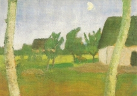 Huizen, berken en maan, Paula Modersohn-Becker