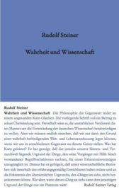 Wahrheit und Wissenschaft Vorspiel einer «Philosophie der Freiheit» GA 3 / Rudolf Steiner
