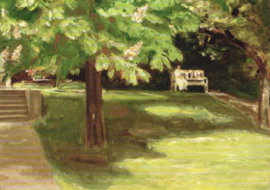 Tuinbank onder de kastanjeboom, Max Liebermann