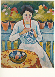 Naaiende vrouw op het balkon, August Macke