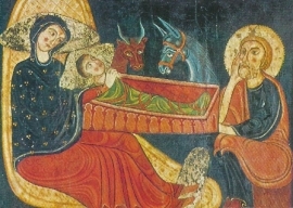 Geboorte van Christus,  Altaar antependium uit Santa Maria kerk, Avia