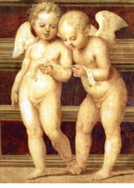 Twee engelen uit Madonna del Baldacchino, Rafael