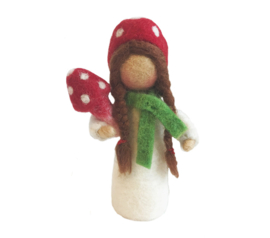Paddenstoelpopje, wolvilt 14 cm