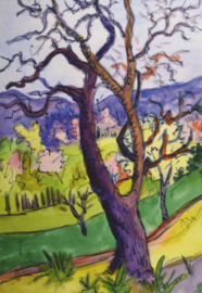 Violette boom in landschap, Hermann Hesse