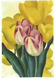 Roze en gele tulpen, Georgia O'Keeffe