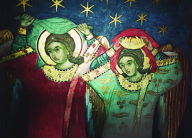 Engelwezens uit de hemelse hiërarchieën, fresko begin 16de eeuw