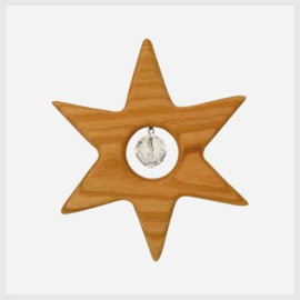 Houten ster met kristal (10cm)