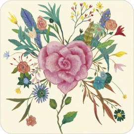 Hart met roos, Izou, vierkant