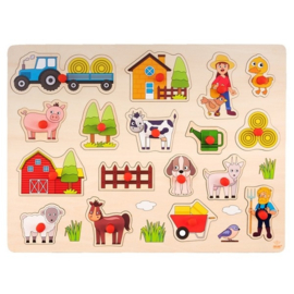 Houten noppenpuzzel boerderij groot (Engelhart) 17 delig