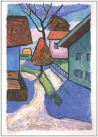 Straat in Murnau. Rode boom, Gabriele Münter