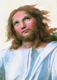 Transfiguratie van Christus, Rafaël (detail met hoofd van Christus)