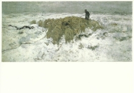 Kudde schapen met herder in de sneeuw, Anton Mauve