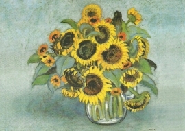 Zonnebloemen in glazen vaas, Heide Dahl