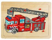 Houten noppenpuzzel brandweer