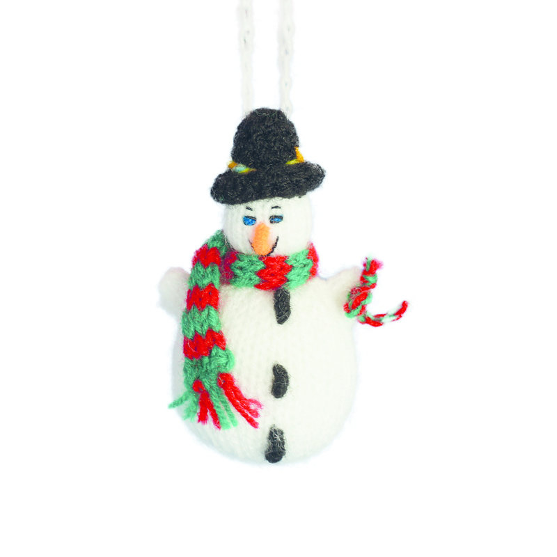 Gebreid sneeuwpopje hangend (10cm)
