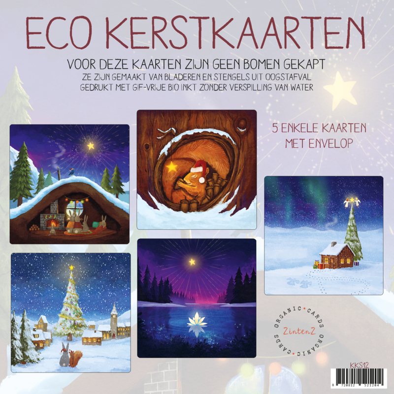 Eco Kerstkaarten Zintenz, set van 5 kaarten KKS12