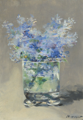 Seringen in blauwe vaas, Edouard Manet