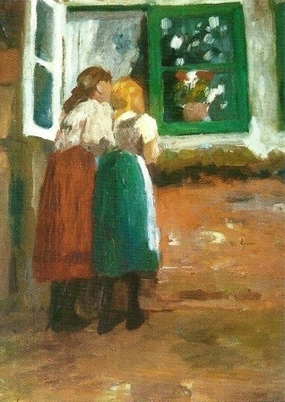 Twee meisjes bij het venster, Thomas Herbst