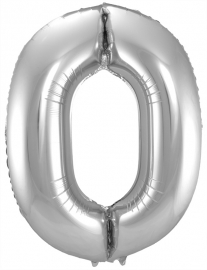 Folieballon 0 zilver excl.