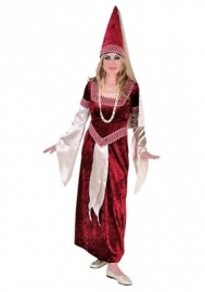 middeleeuwse jurk rood/wit