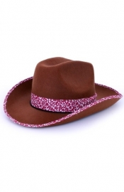 Cowgirl hoed bruin/roze