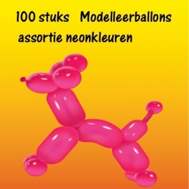 Modelleerballonnen neon 100 stuks