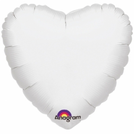 Folieballon hart wit excl. helium