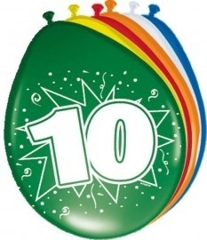 Ballonnen 10 jaar (assorti kleuren)