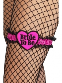 Kousenband roze/zwart Bride to be