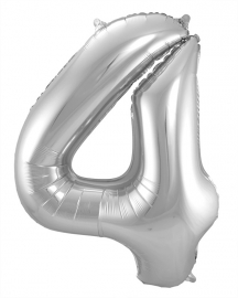 Folieballon 4 zilver excl.
