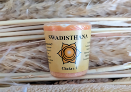 Votief geurkaarsje 2e chakra Swadhisthana met 3% Essentiële palmolie