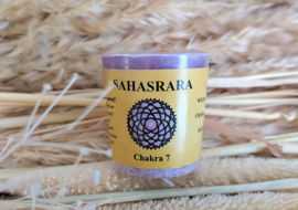 Votief geurkaarsje 7e chakra  Sahastrara met 3% Essentiële palmolie