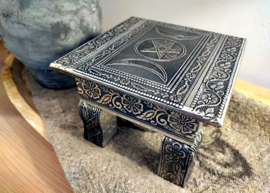 Puja Ritual Table with Pentagram & Two Half Moons Design