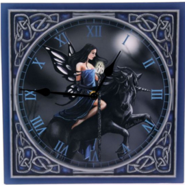 Wall Clocks van Lise Parker - Dark Blue Fairy on a Unicorn