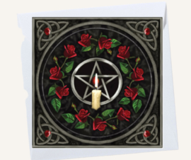 Pentagram with Candle Greeting Card by Lisa Parker