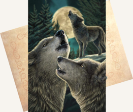 Wolf Song Greeting Card by Lisa Parker