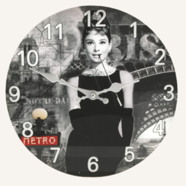 Wall Clocks Audrey Hepburn with Glass