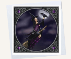 Witch with Reven Greeting Card by Lisa Parker