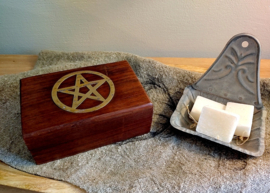 Tarot Card Box with Pentagram Design Made of Beech Wood
