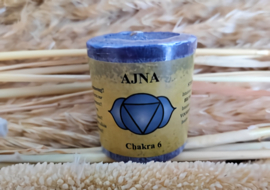 Votief geurkaarsje 6e chakra Ajña met 3% Essentiële palmolie
